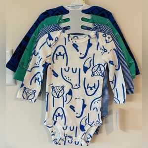 Carters Baby Long Sleeve Walrus/Penguin 4 Onesie Set NWT Size 3M